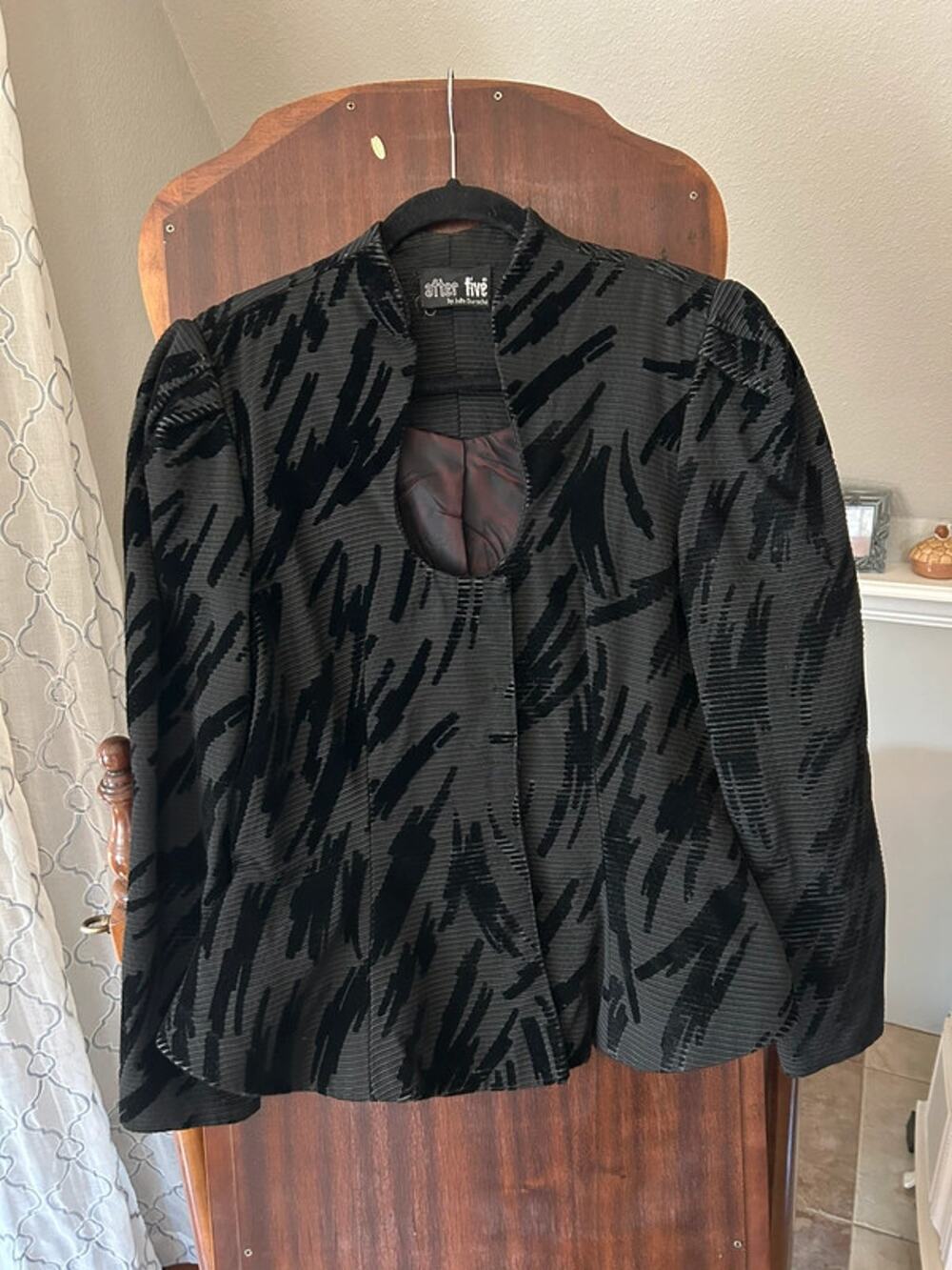 Vintage 80’s After Five by Julie Duroche black burnout velvet jacket size 14